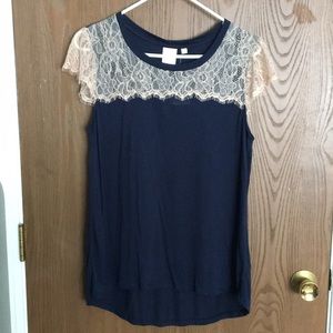 Never worn Anthro tee! - comfy modal and lace 💙